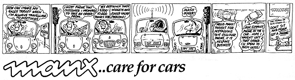 Cartoon strip advert for car hire company