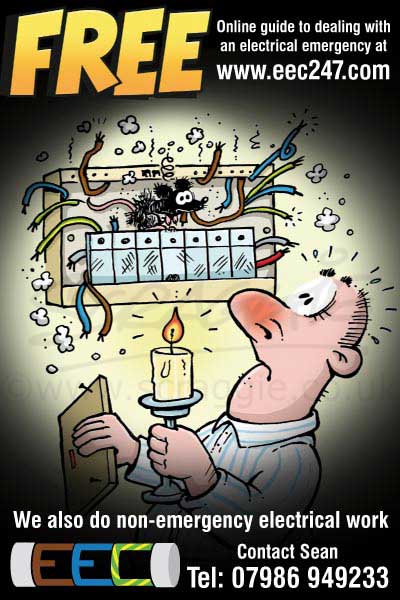 Cartoons for electricians, plumbers, builders