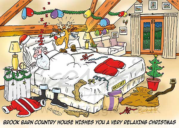Hotel business cartoon Christmas card