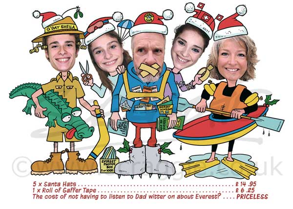 Family photo cartoon caricature