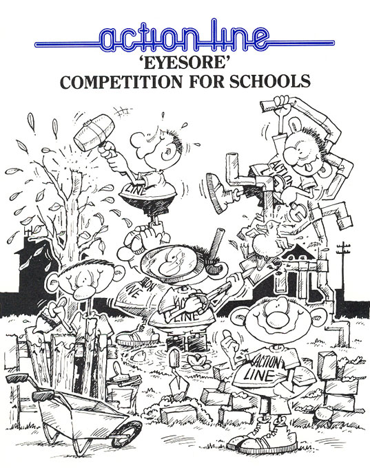 Series of cartoon illustrated posters and leaflets for local education authorities