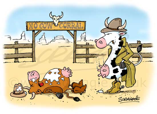 Cartoon cow boys