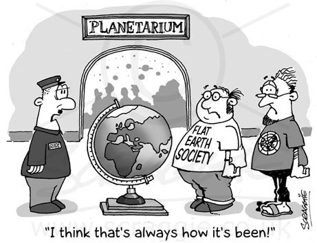 Cartoons Gallery: Flat Earth Society gag cartoon