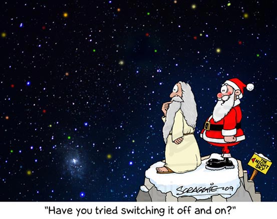 Night sky Santa & God