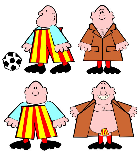 Vector character designs for 'Footy Shorts' sports programme - Channel 5