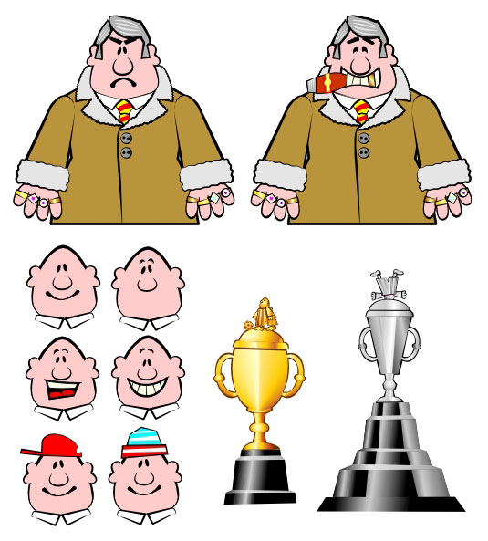 Cartton vector character designs for 'Footy Shorts' sports programme - Channel 5