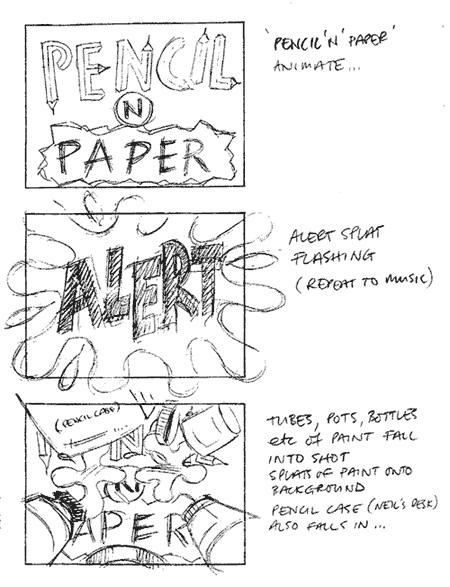 Storyboard for Art Attack title sequence - CiTV