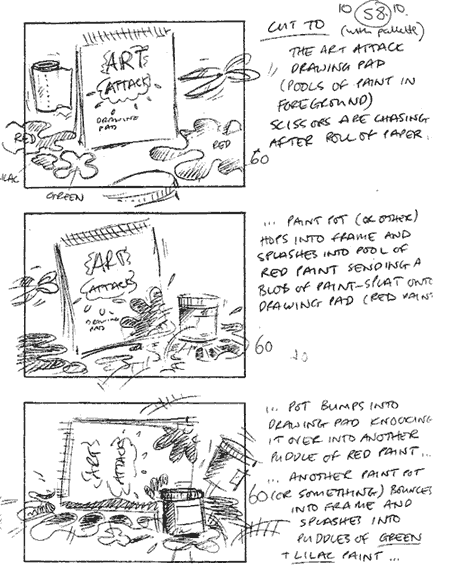 Storyboard for Art Attack title sequence - CiTV