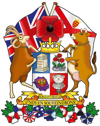 Jersey Britiah Legion cartoon coat of arms