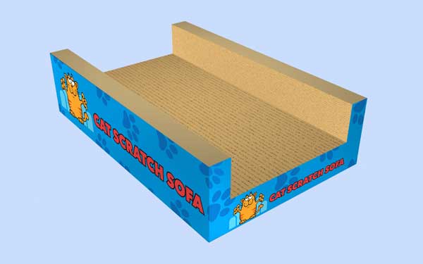 3D visuals for Cat Scratch Sofa packaging