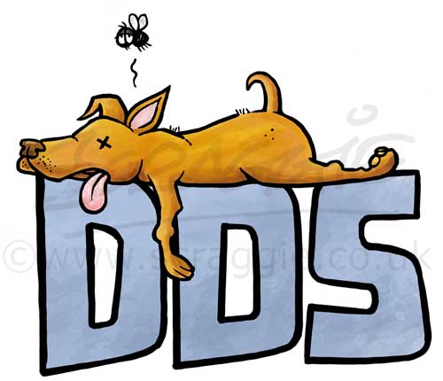 Cartoon surfing dog logo
