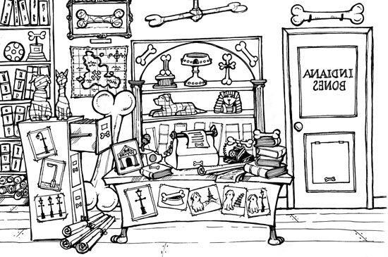 Cartoon illustration for set design backdrop