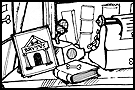 Cartoon illustration for set design backdrop